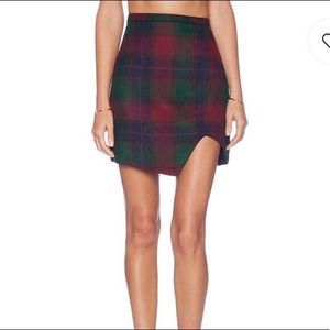 CAPULET Revolve Plaid Asymmetrical Mini Skirt NWOT Green Red Size M